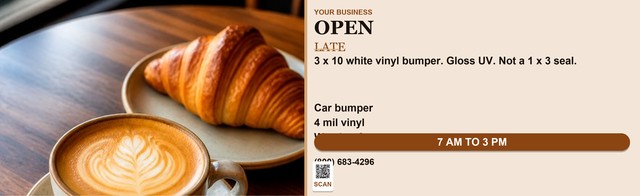 Cafe Hours template for Calcomanías para parachoques | 55printing