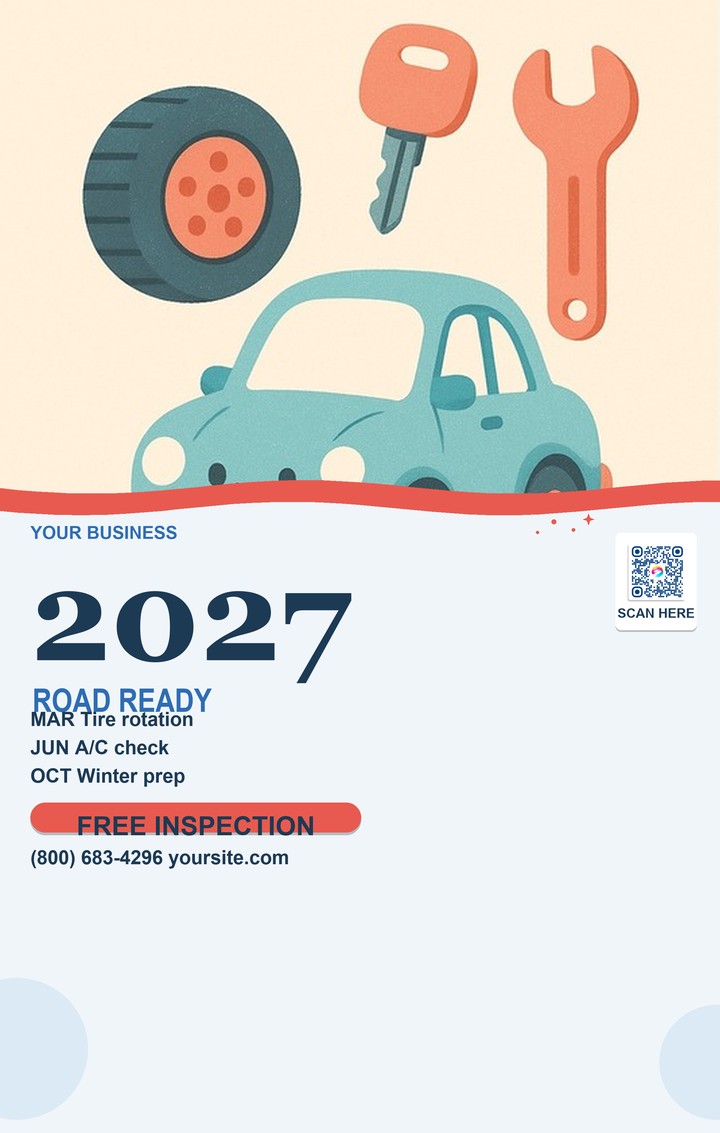 Auto Year · 6" × 9.5" calendar template