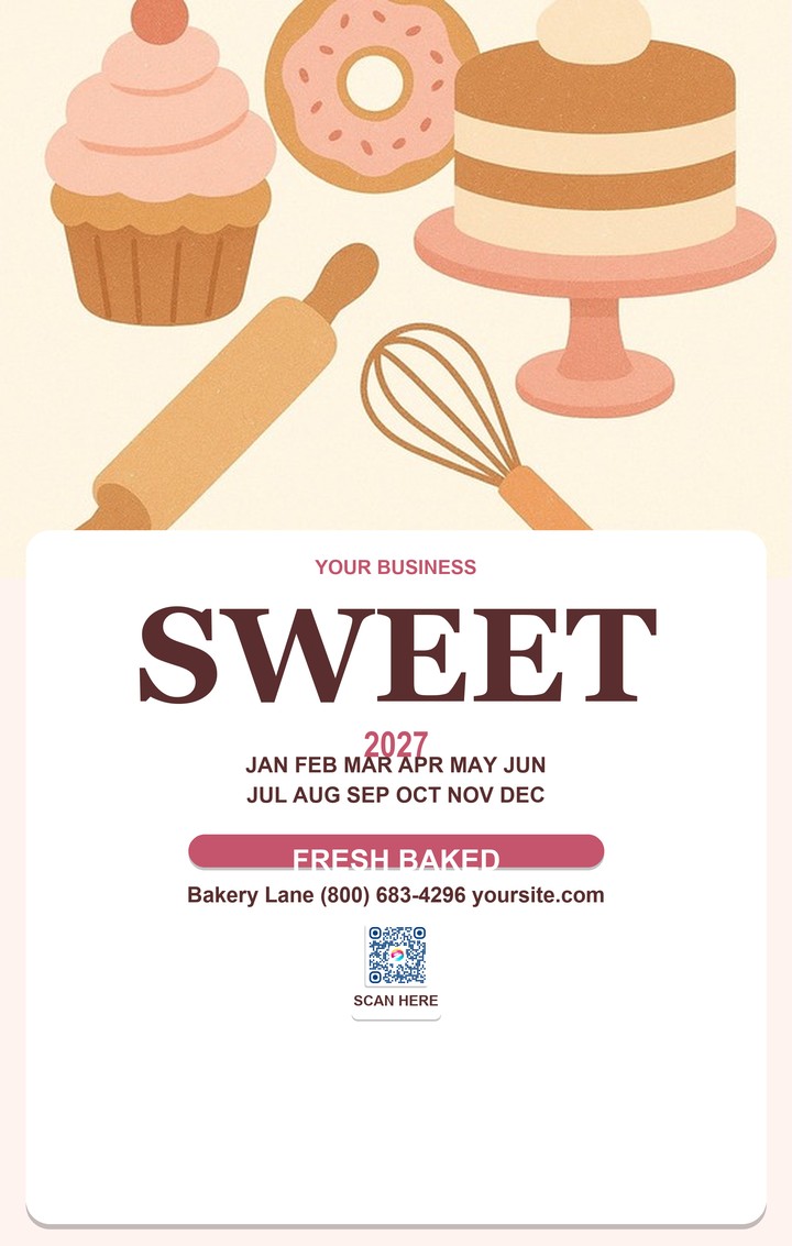 Bakery Year template for Custom Calendar Printing 2027