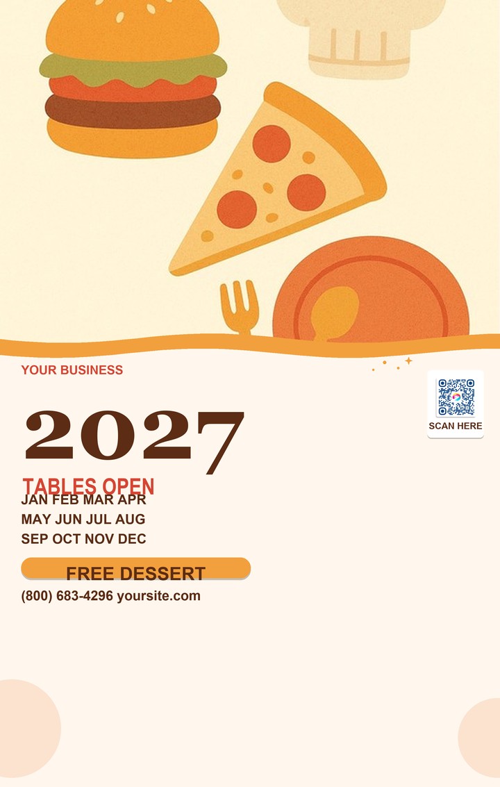 Table Year template for Custom Calendar Printing 2027