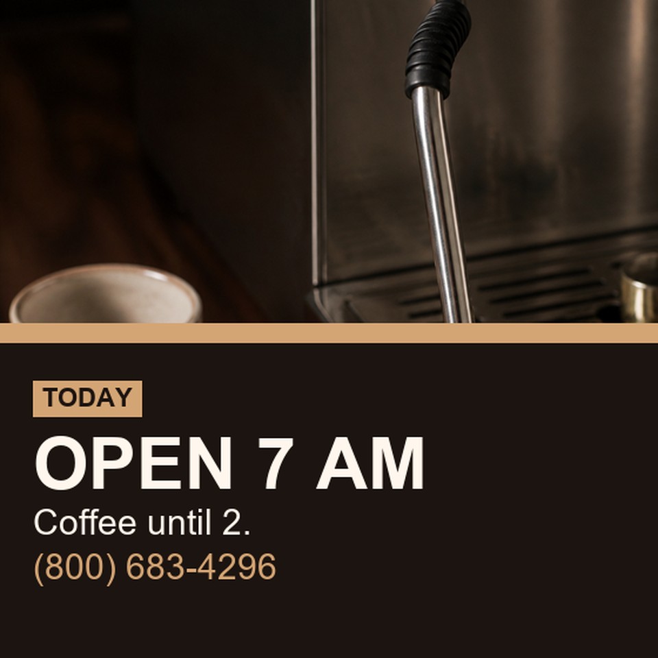Cafe Hours template for Etiquetas troqueladas económicas | 55printing