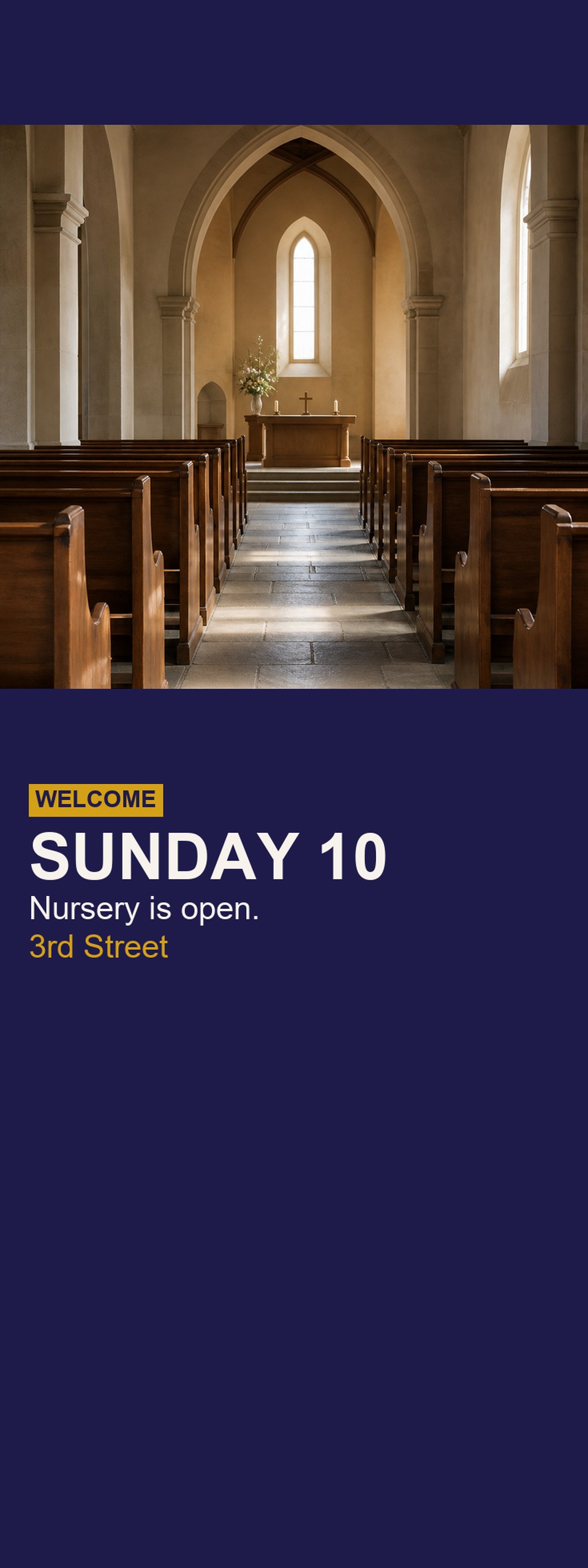 Church Welcome template for Event Tickets