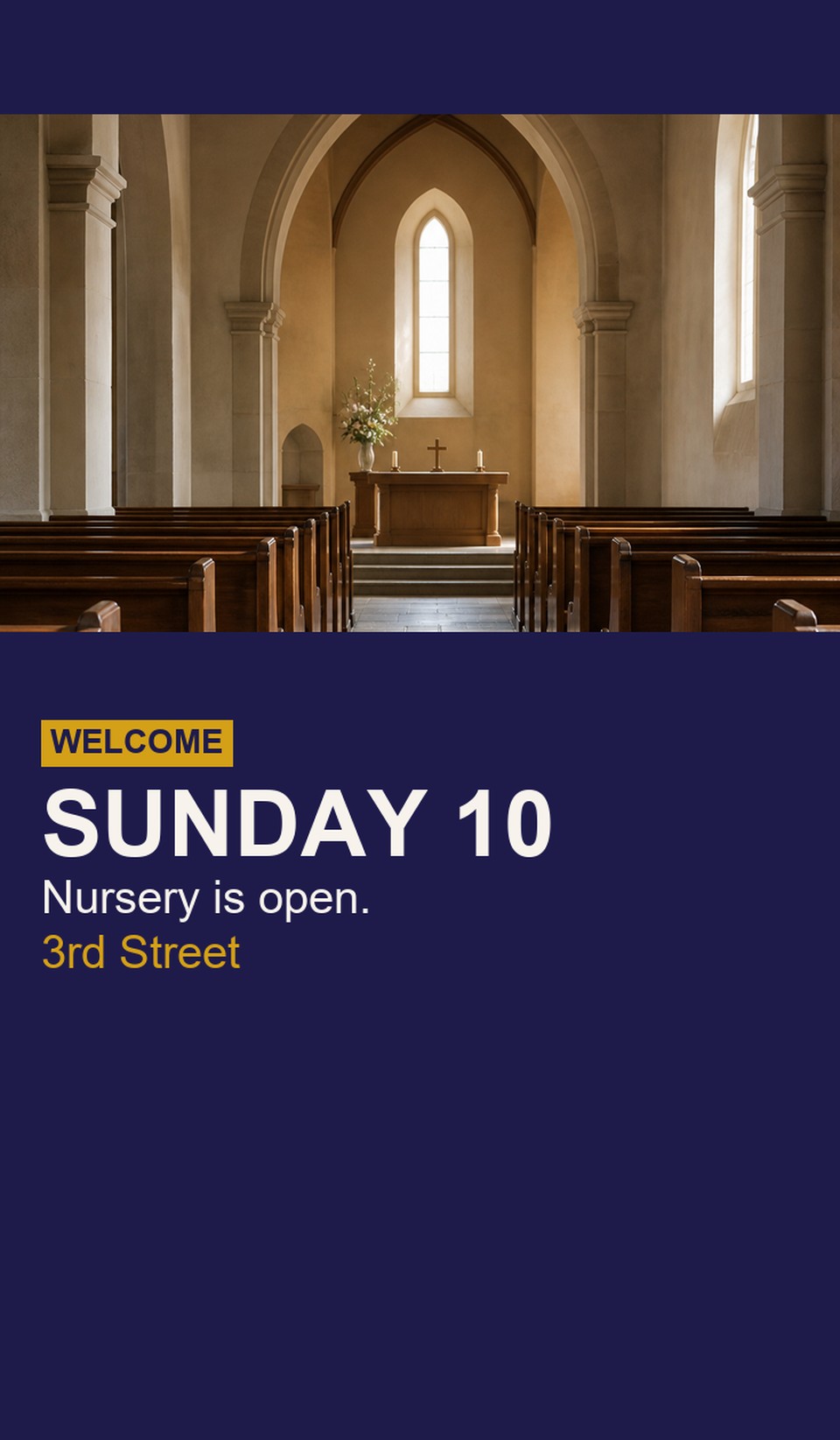 Church Welcome template for Tarjetas plegadas tamaño negocio | 55printing