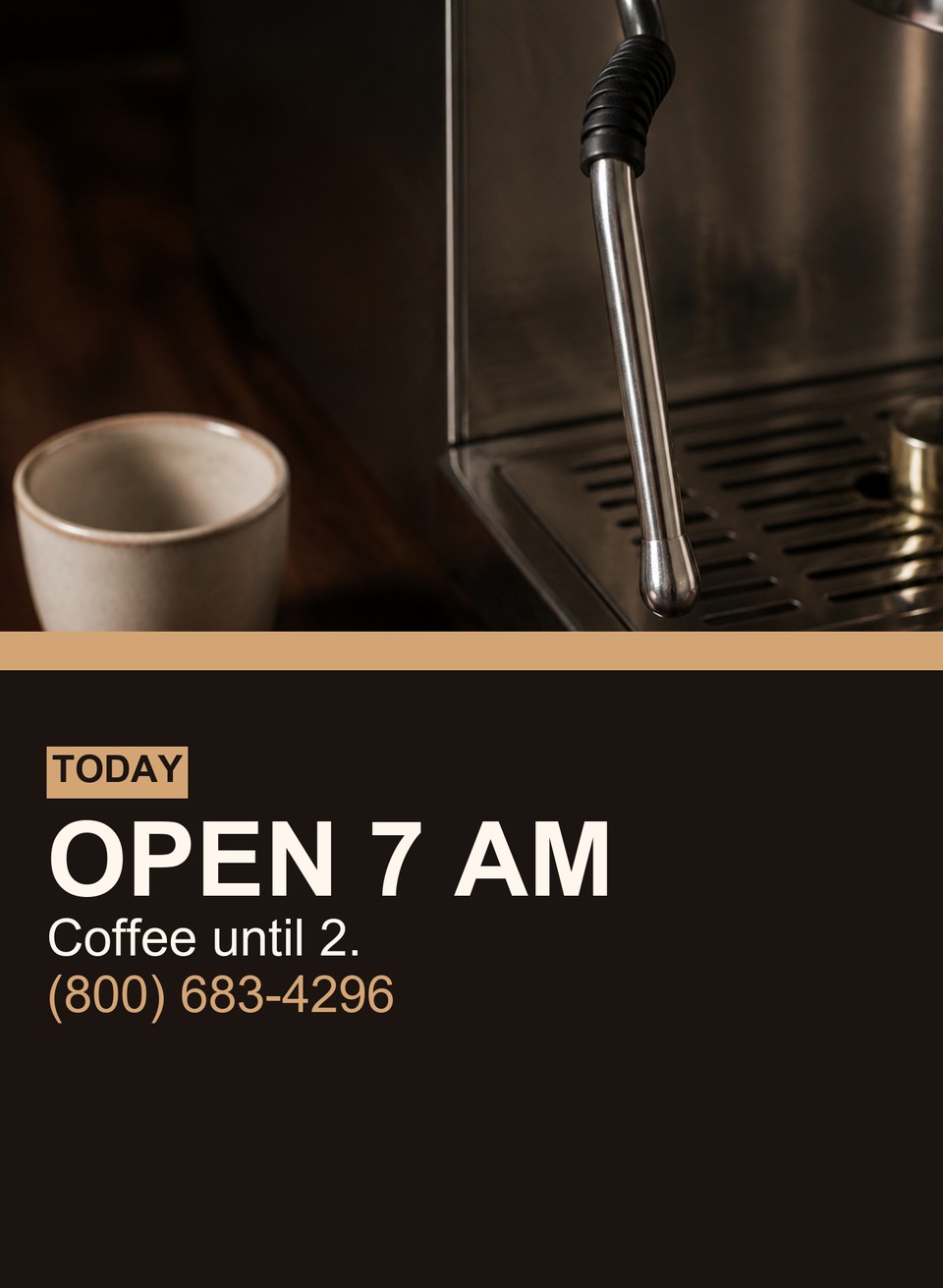 Cafe Hours template for Gift Certificates