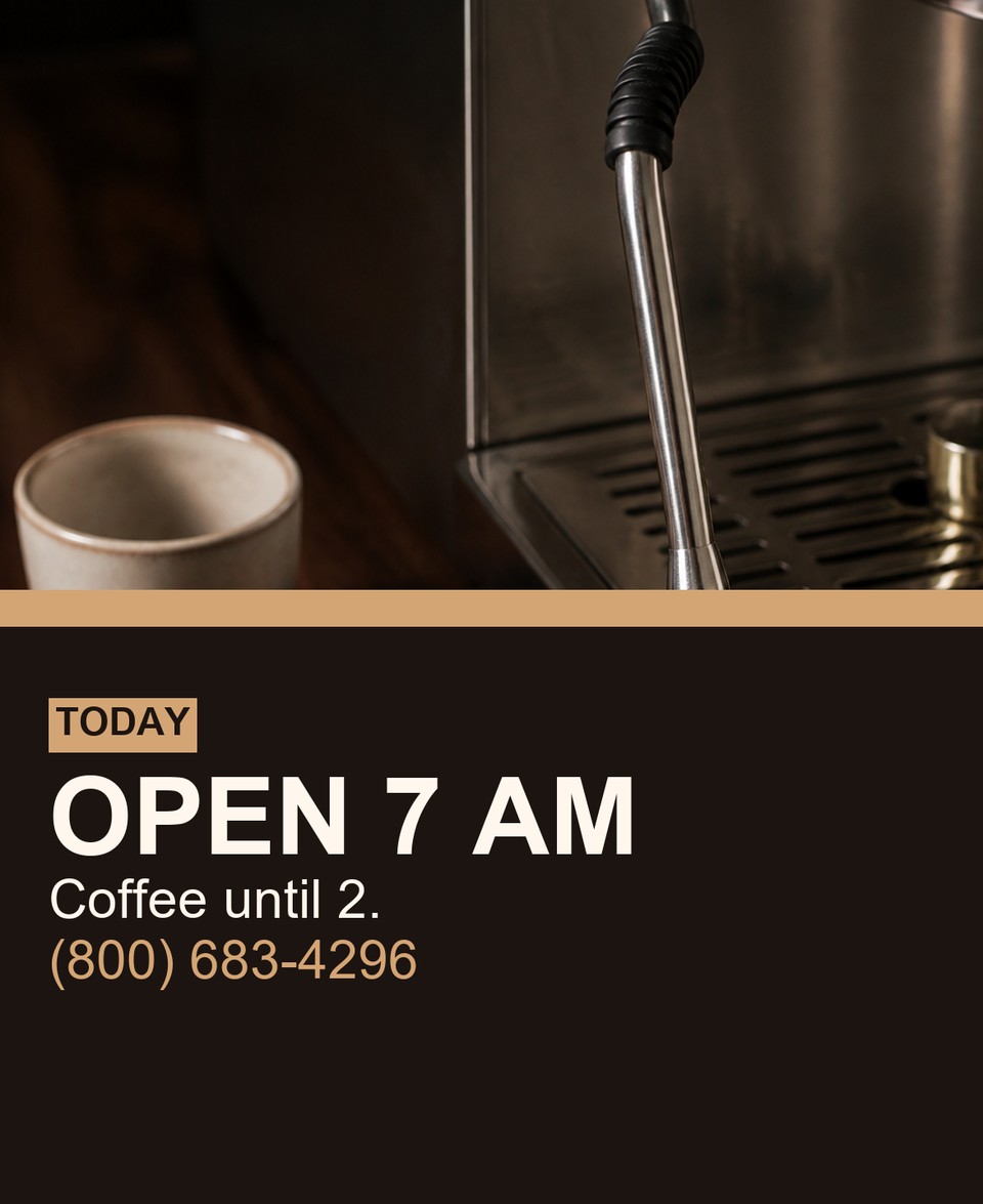 Cafe Hours template for Impresión de mini menús plegados | 55printing