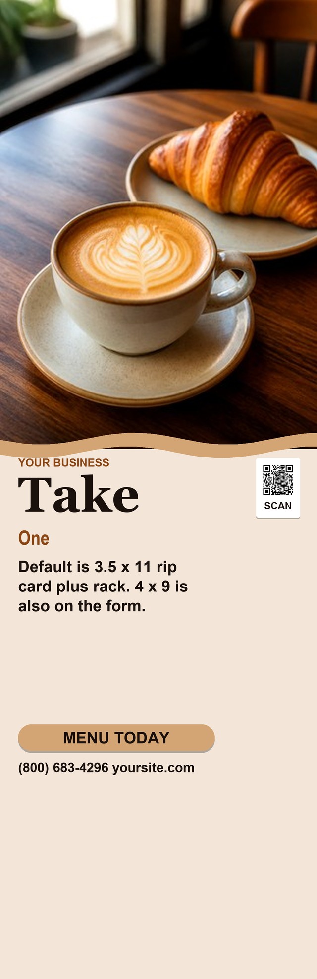 Cafe Hours template for Rack Card Printing