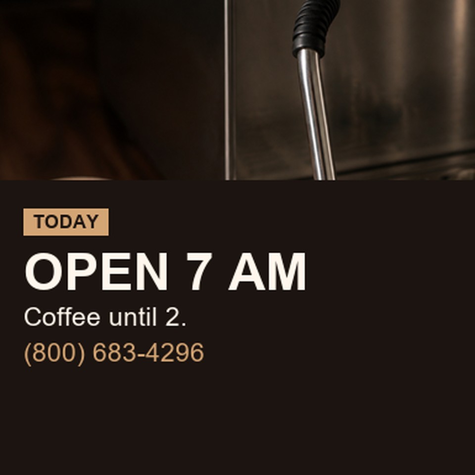 Cafe Hours template for Etiquetas cuadradas de esquinas redondeadas | 55printing