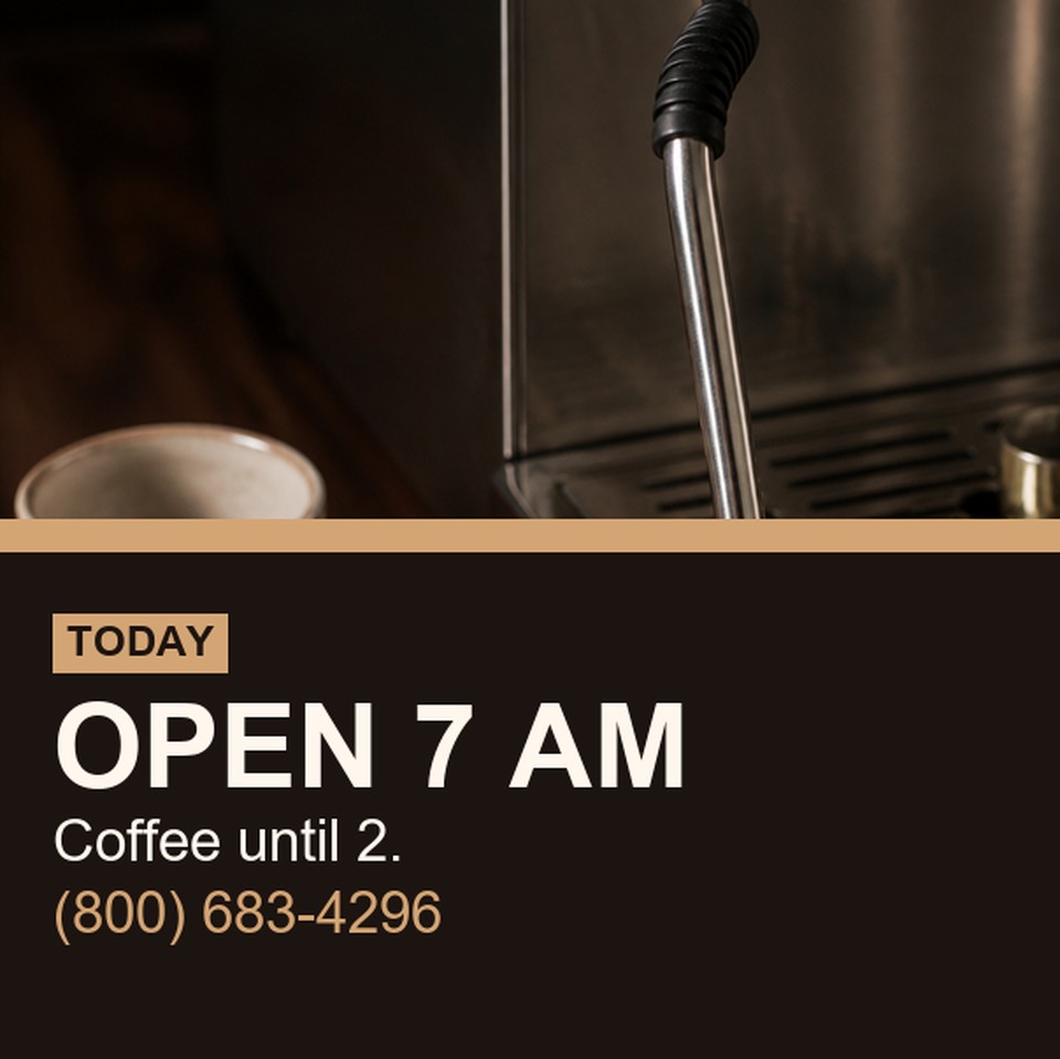 Cafe Hours template for Etiquetas starburst en rollo | 55printing