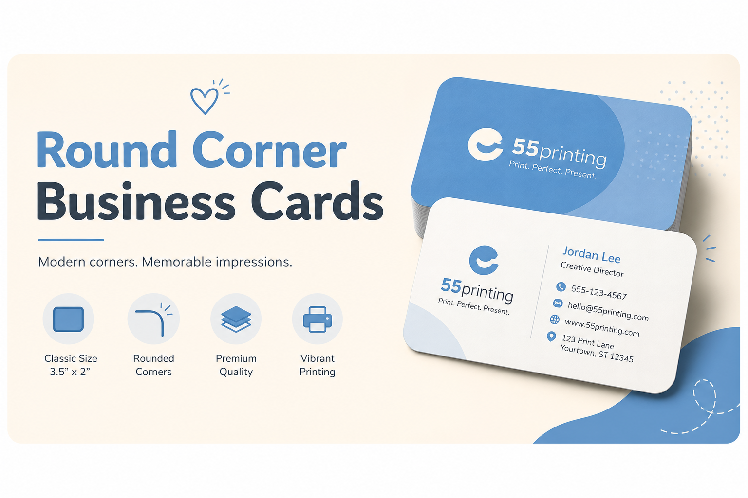 Round Corners Business Cards by 55printing