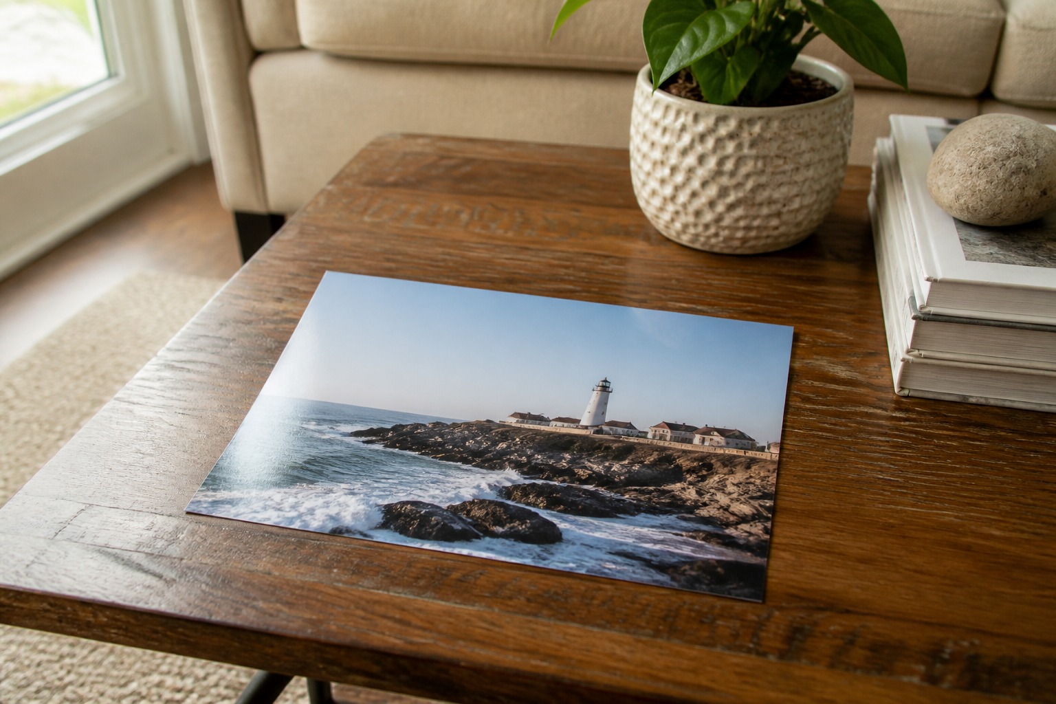 Printed product in use, showing size and placement