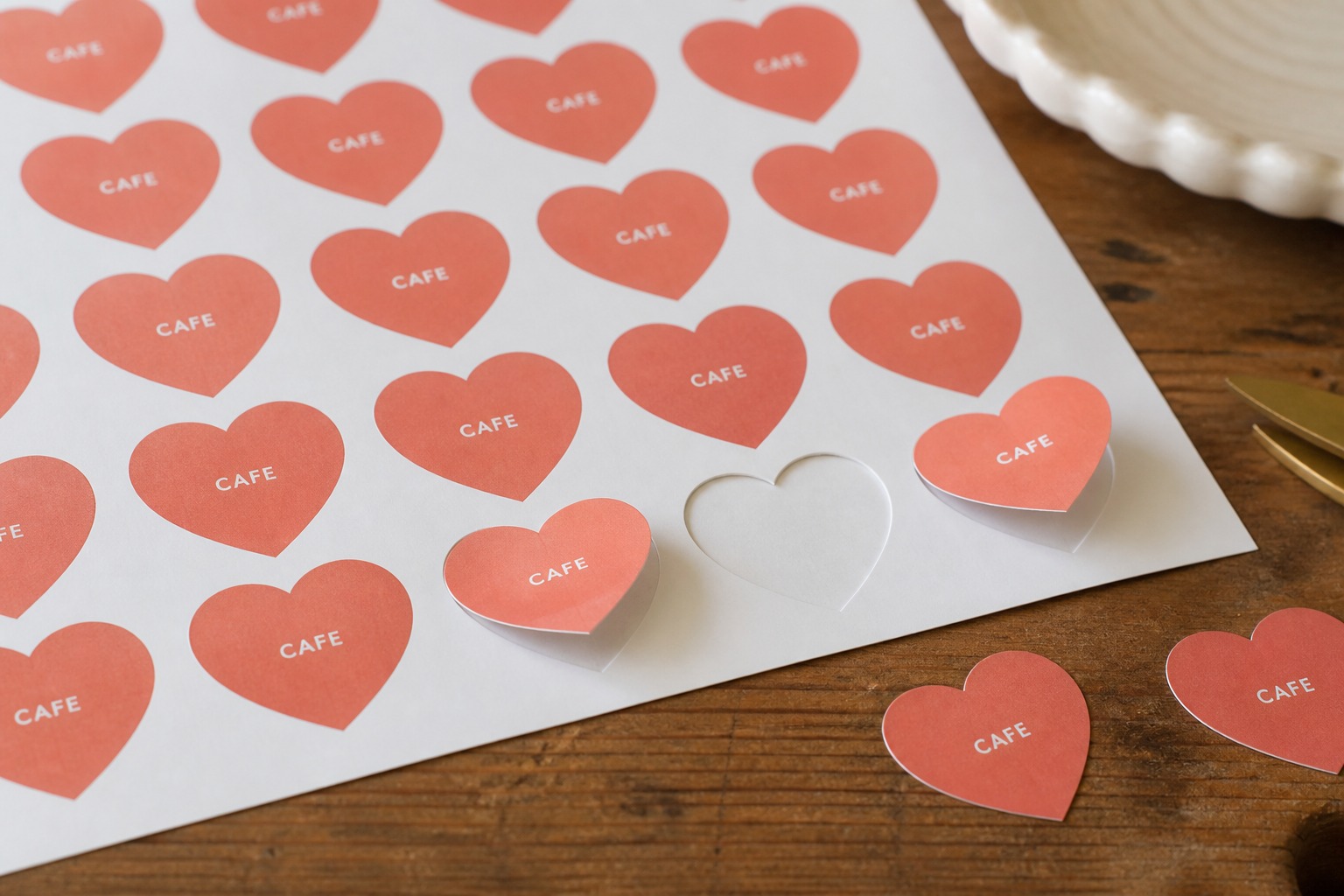 Die Cut Labels: heart, 55printing product photo