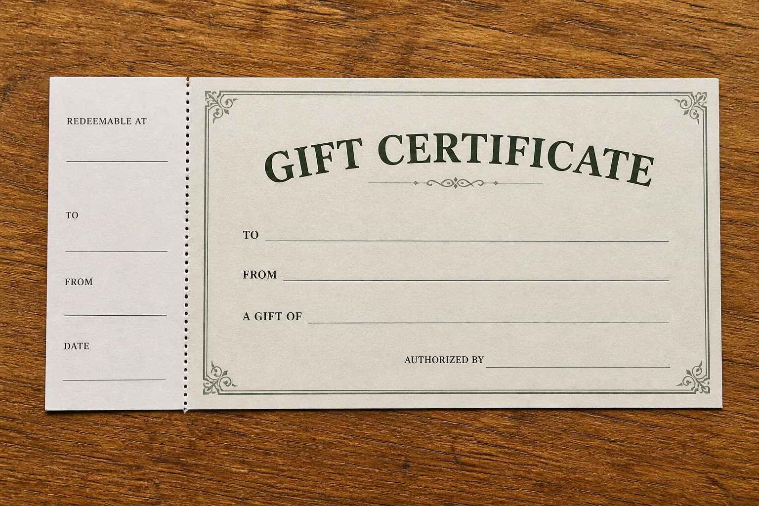 Gift Certificates Printing: perf, 55printing product photo