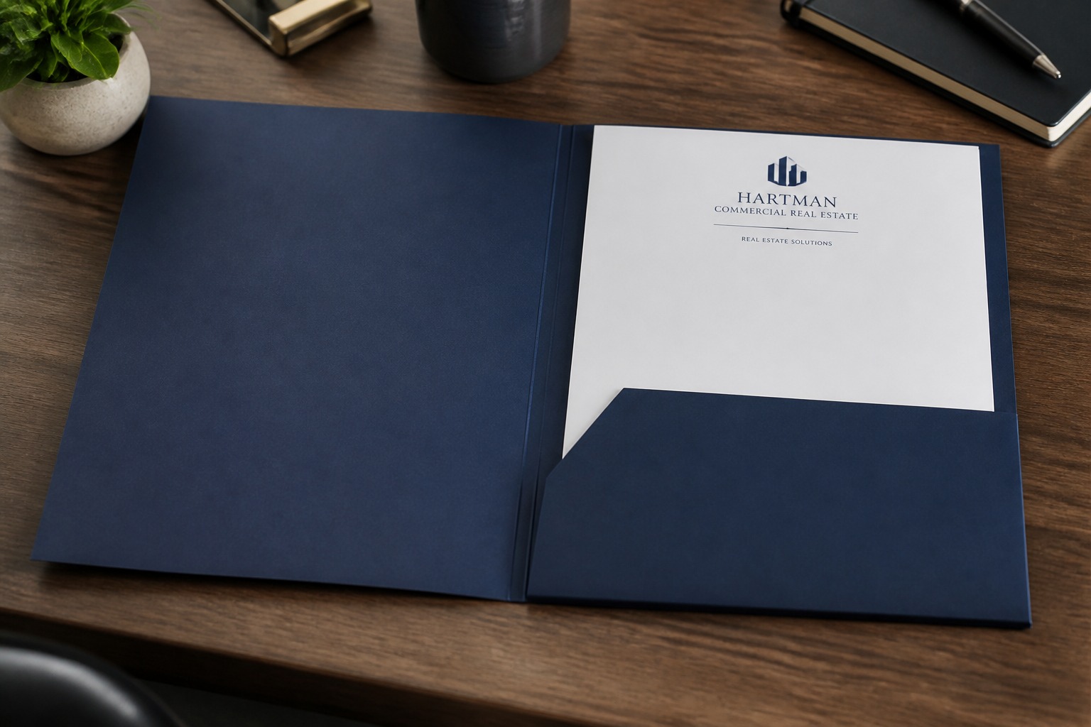 Presentation Folder: opened to show the inside, 55printing product photo