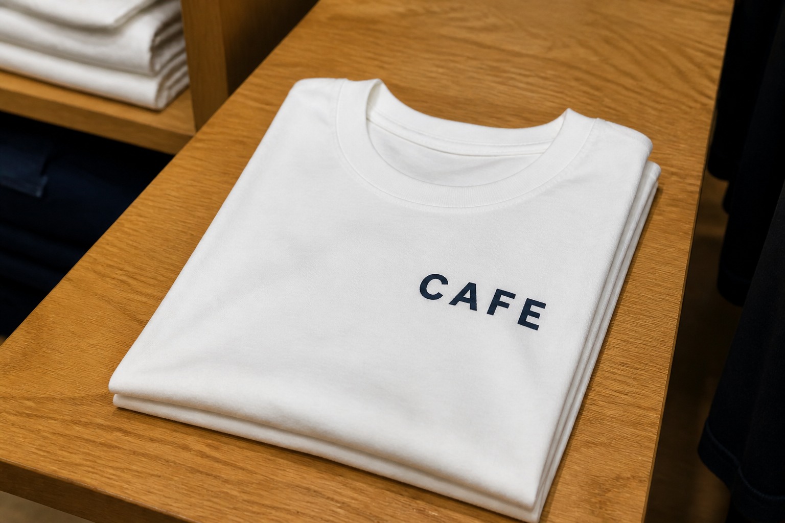 T-Shirt Printing: folded printed pieces stacked, 55printing product photo