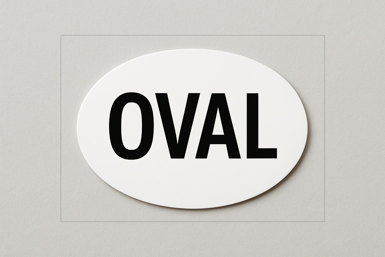 Oval 2 by 3.5 inch business card on a rectangle outline showing the missing corners