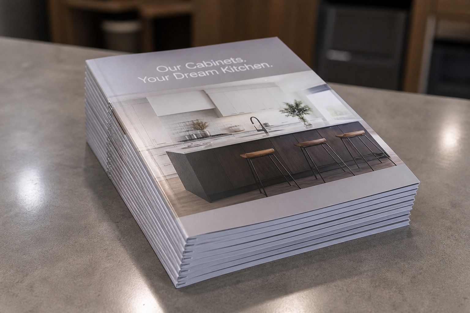 Digital Fast Stapled Catalogs: stack of finished prints, 55printing product photo