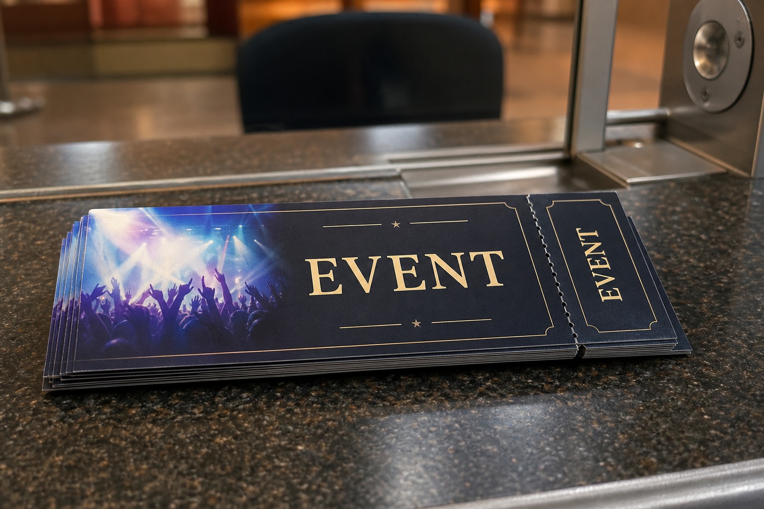 Event Tickets: perforated stub being torn, 55printing product photo
