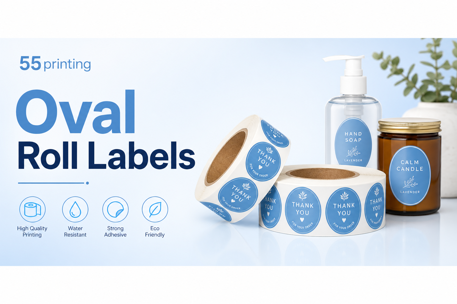 Oval Shape Roll Labels by 55printing