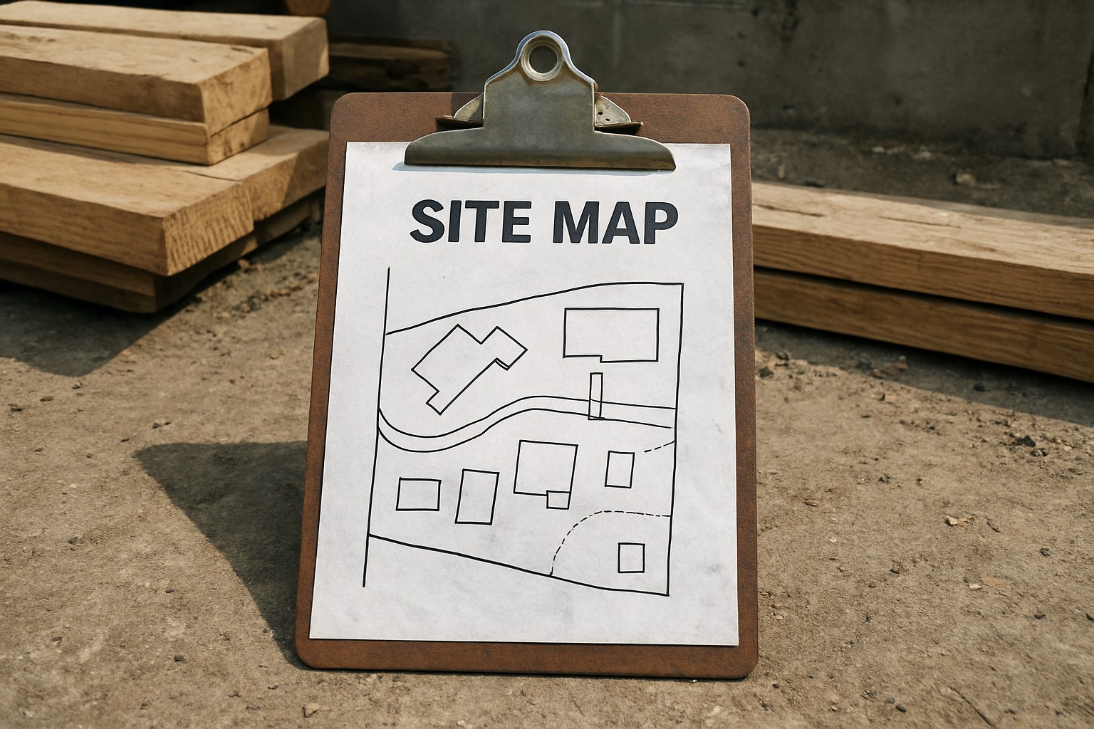 Tear-proof synthetic instruction sheet clipped to a job-site board outdoors, copier-size letter not a glossy flyer