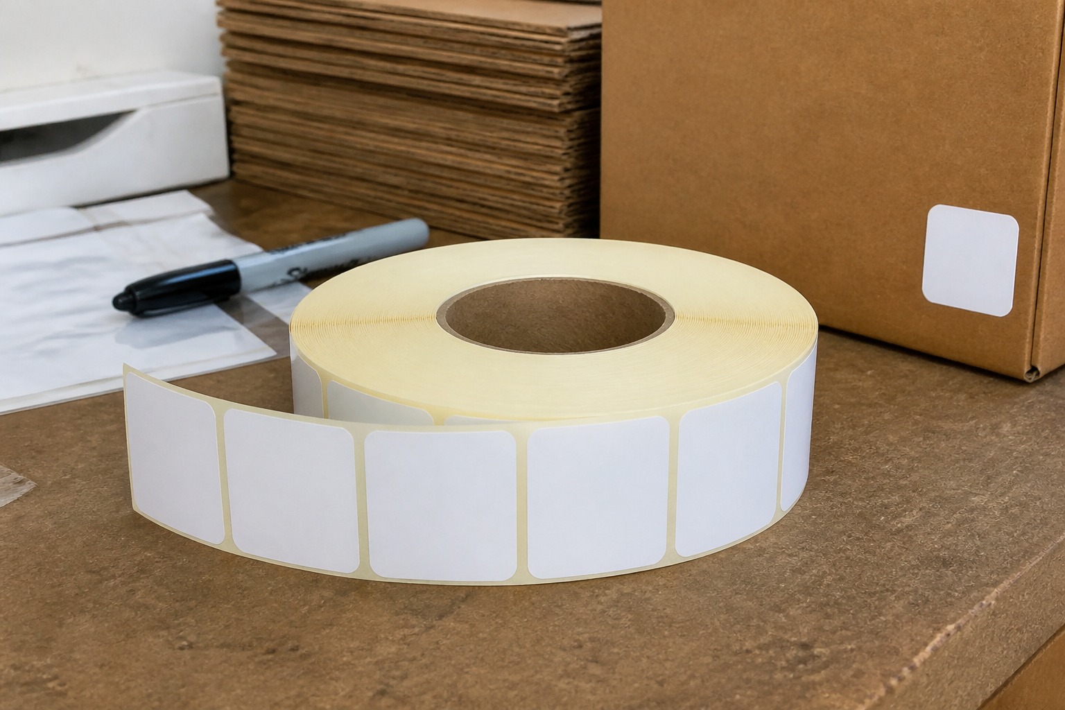 Square Rounded Corners Roll Labels: roll, 55printing product photo
