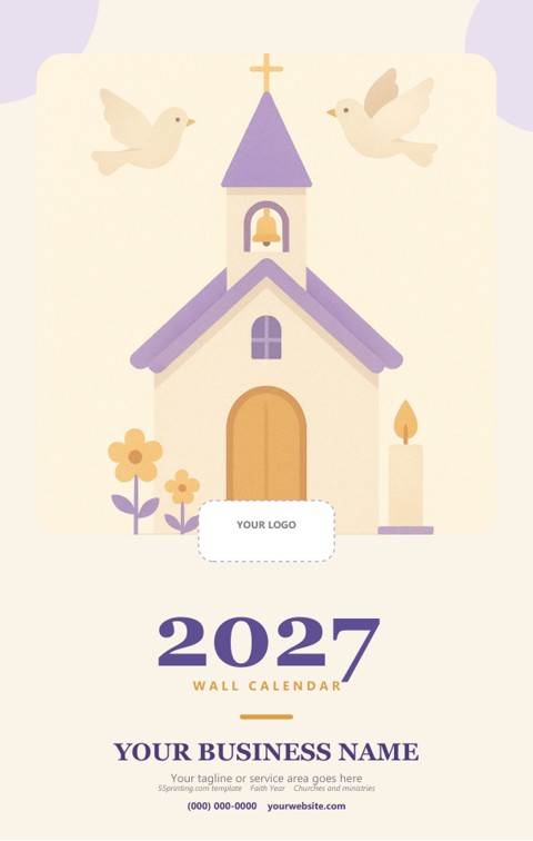 Church and faith themed 2027 calendar template cover