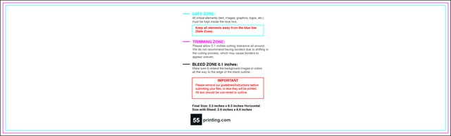 Bookmark 2.5inx8.5in H Front guideline preview