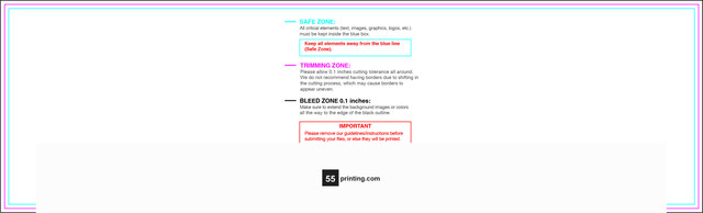 55printing Bookmark 2.5inx8.5in H Download Template Guideline - Bookmarks