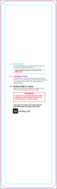 Bookmark 2.5inx8.5in V Round Front guideline template 2.5" × 8.5" JPG