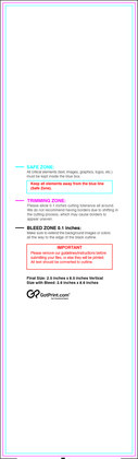 55printing Bookmark 2.5inx8.5in V Download Template Guideline - Bookmarks