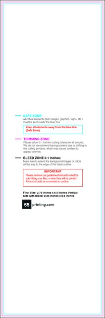 Bookmark 2.75inx8.5in V Front guideline preview
