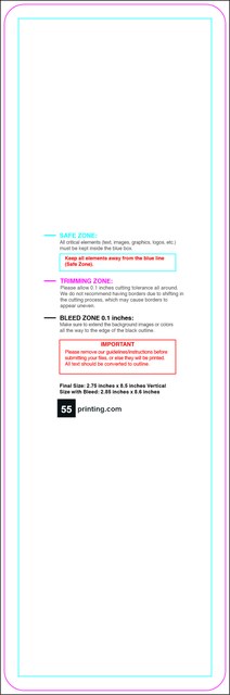 Bookmark 2.75inx8.5in V Round Front guideline preview