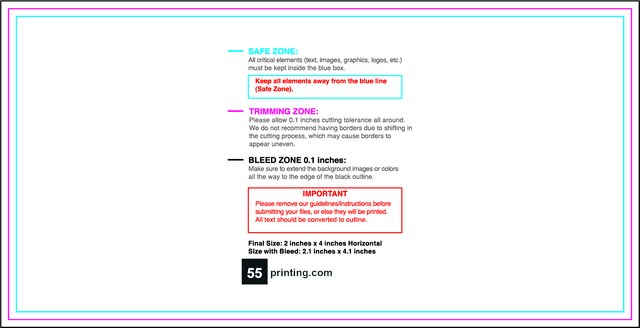 Bookmark 2inx4in H Front guideline preview