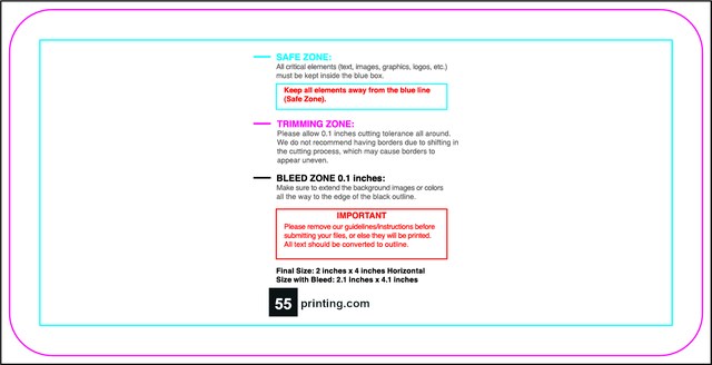 Bookmark 2inx4in H Round Front guideline preview