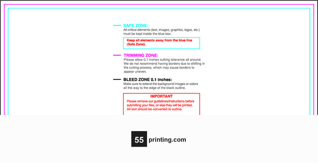 55printing Bookmark 2inx4in H Download Template Guideline - Bookmarks