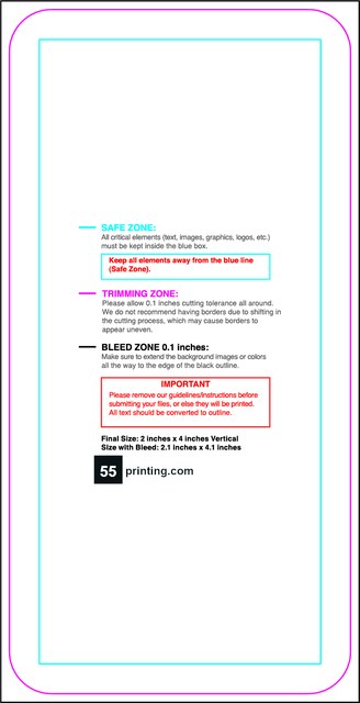 Bookmark 2inx4in V Round Front guideline template 2" × 4" JPG