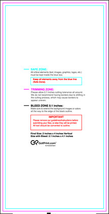 55printing Bookmark 2inx4in V Download Template Guideline - Bookmarks