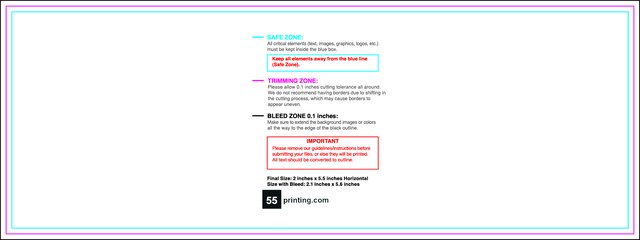 Bookmark 2inx5.5in H Front guideline preview