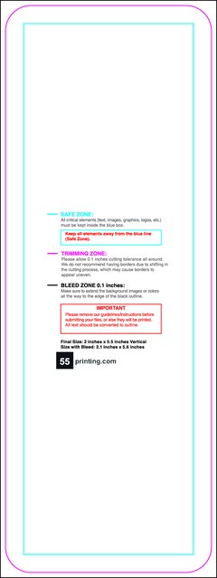 Bookmark 2inx5.5in V Round Front guideline preview