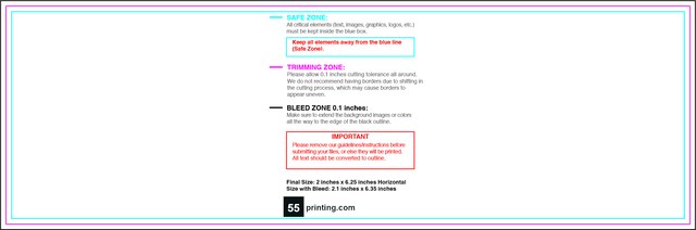 Bookmark 2inx6.25in H Front guideline preview
