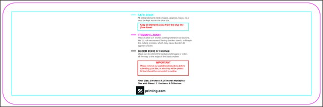 Bookmark 2inx6.25in H Round Front guideline preview