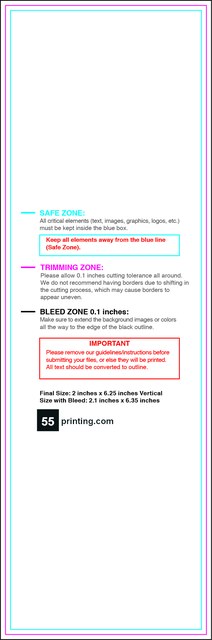 Bookmark 2inx6.25in V Front guideline preview