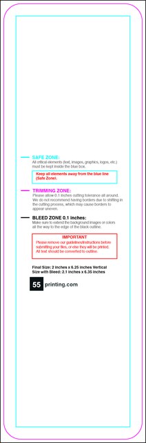 Bookmark 2inx6.25in V Round Front guideline preview