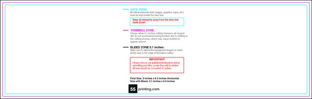 Bookmark 2inx6.5in H Front guideline preview