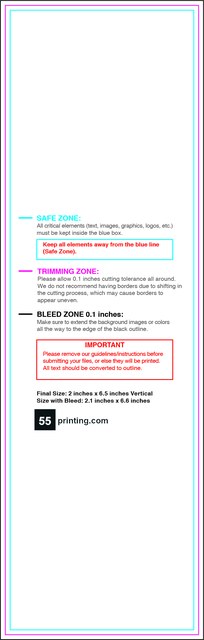 Bookmark 2inx6.5in V Front guideline preview