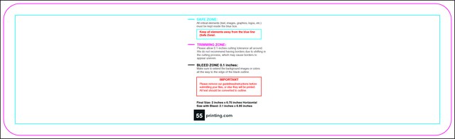 Bookmark 2inx6.75in H Round Front guideline preview