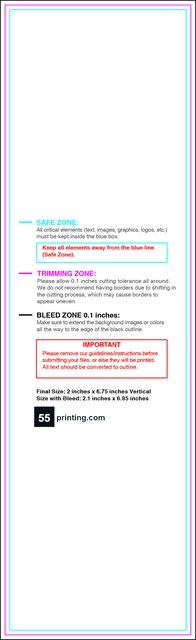 Bookmark 2inx6.75in V Front guideline preview