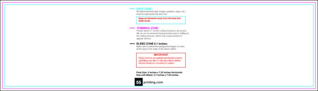 Bookmark 2inx7.25in H Front guideline preview
