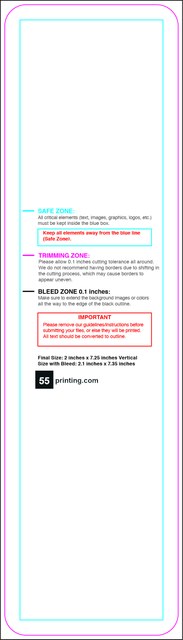 Bookmark 2inx7.25in V Round Front guideline preview