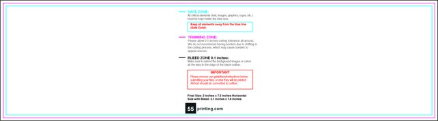 Bookmark 2inx7.5in H Front guideline preview
