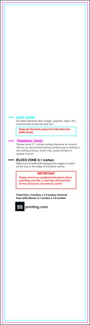 Bookmark 2inx7.5in V Front guideline preview